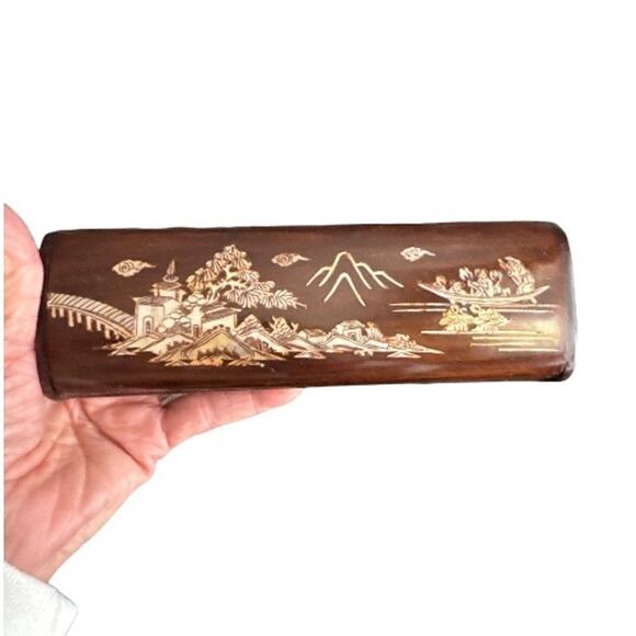 Unbranded Other - Vintage Wooden Chopstick Box with Inlaid  Mother of Pearl